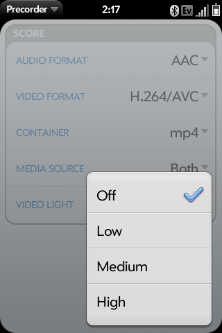 Precorder Preferences View